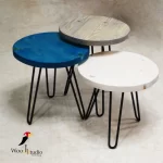 میز چوبی با پایه فلزی