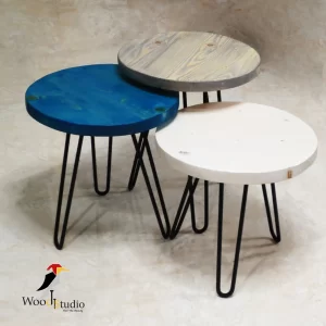 میز چوبی با پایه فلزی