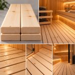 نمونه اجرای چوب نیمکتی ۲۰ میل عرض ۱۰ سانت در کف سونا خشک